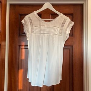 White Lace Detail Blouse